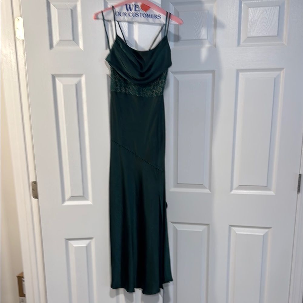 Hello Molly Green Slip Midi Dress Spaghetti Strap